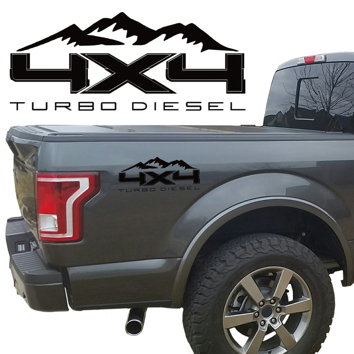 4X4 TURBO DIESEL BEDSIDE VINYL DECAL FORD TRUCKS 2008-2017 F250 F350 SUPER DUTY
