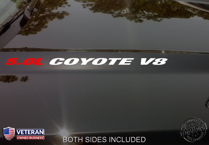 5.0L COYOTE Hood Vinyl Decals Stickers Fit: Ford Mustang F150 Boss V8