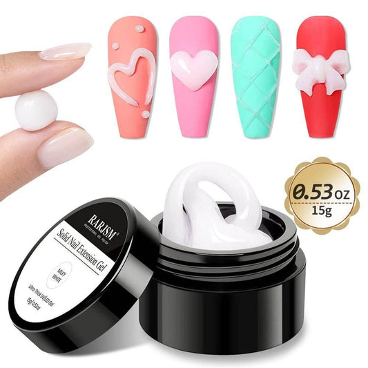 5D Non-stick Hand Nail Model Gel TPO HEMA Free Milky White Building Extension 15ml