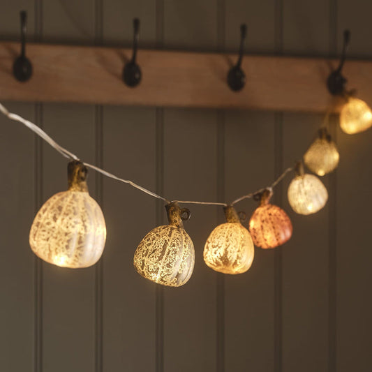 8 Glass Pumpkin LED String Lights