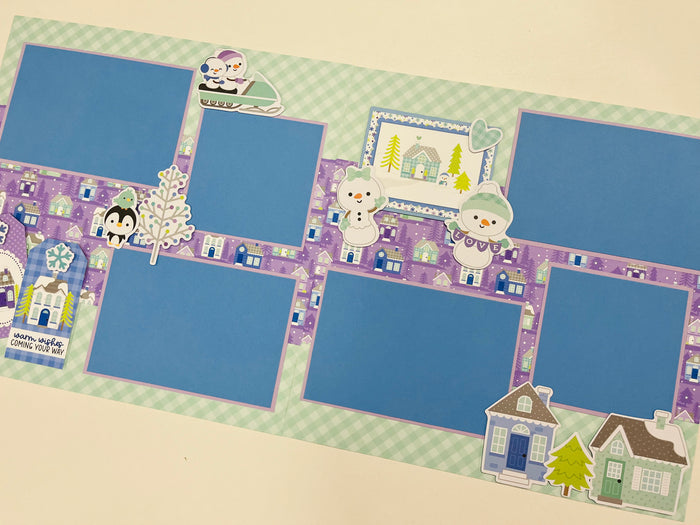 CTScrapbooks Premade Layout Winter Snow Wonderland Houses