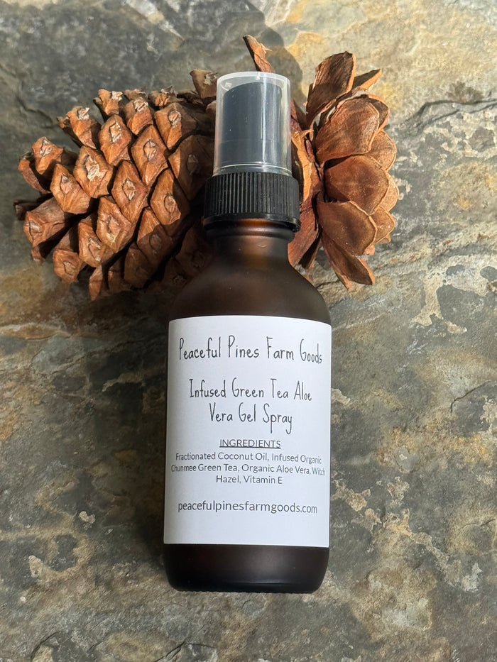 Infused Green Tea Aloe Vera Gel Spray 2 oz. (FIRST AID FOR BURNS/DRY SKIN)