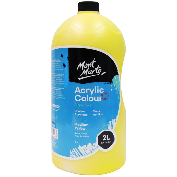 Acrylic Colour Paint Signature 2L (67.6 US fl.oz) Bottle – Medium Yellow