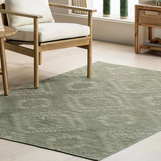 Alma Mid-Century Modern Machine Washable Area Rug, Sage Green (Various Sizes)