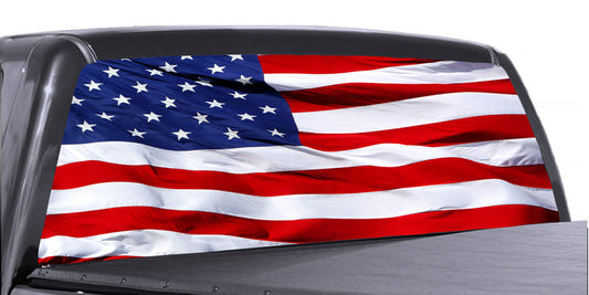 American Flag rear window perforated decal