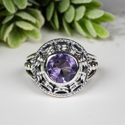 Amethyst Ring 8mm Size 8 - InnerVision Crystals