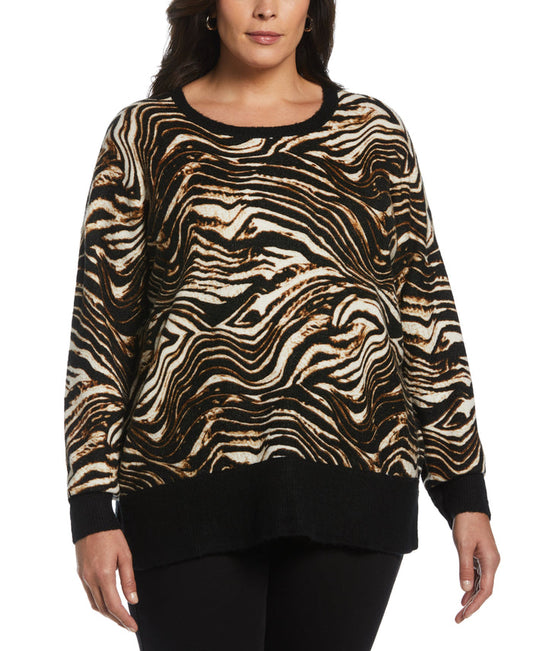 Animal Print Slouchy Sweater (Black)