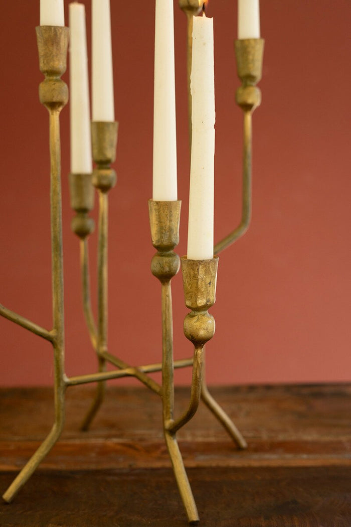 Antique Brass Eight Taper Candelabra