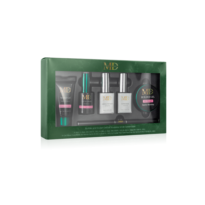 Set of gel products in a green box with 'MD' branding on a white background
