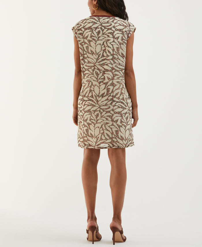 Beach Geo Print Relaxed Dress (White Swan)