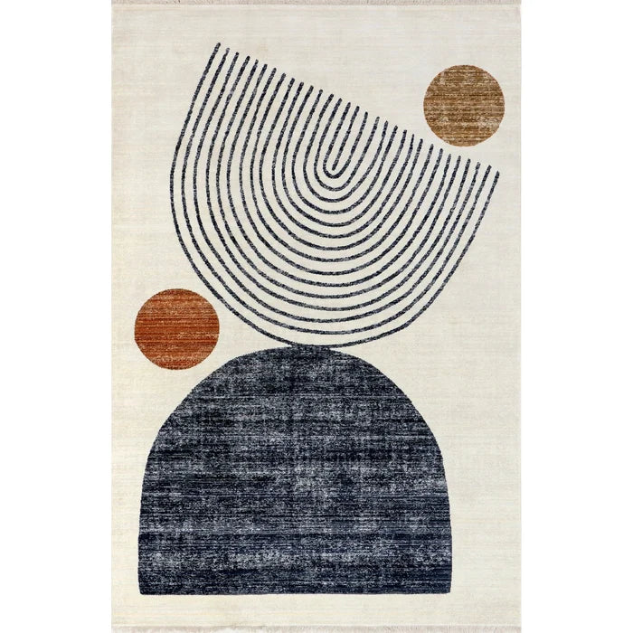 Bevin Abstract Sky Fringe Area Rug-Beige (Various Sizes)
