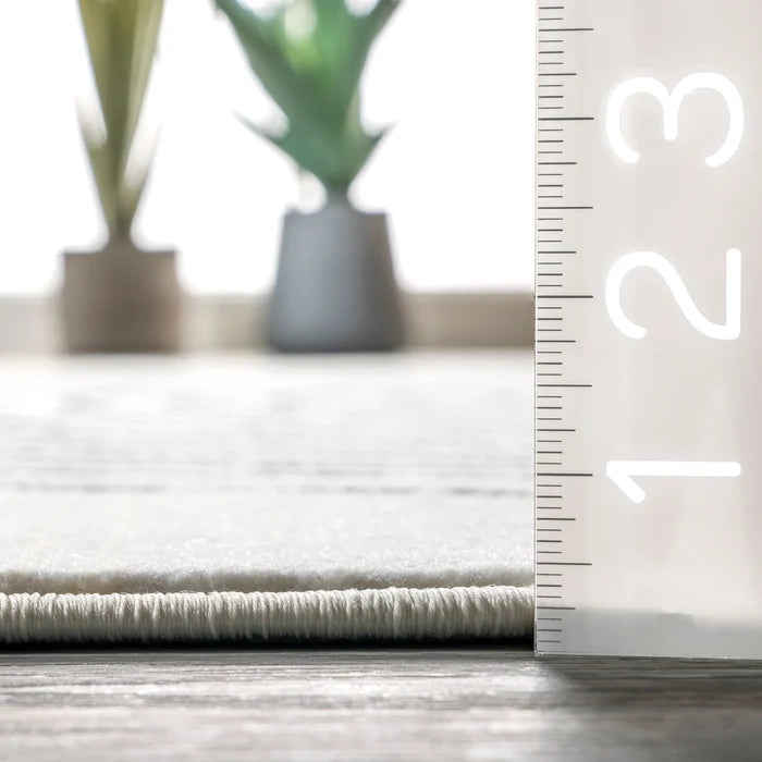 Bevin Abstract Sky Fringe Area Rug-Beige (Various Sizes)