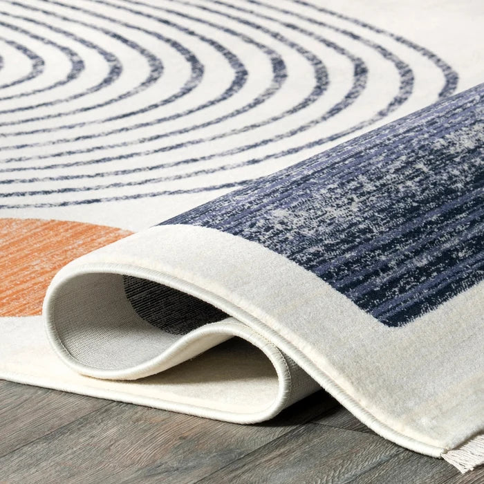 Bevin Abstract Sky Fringe Area Rug-Beige (Various Sizes)
