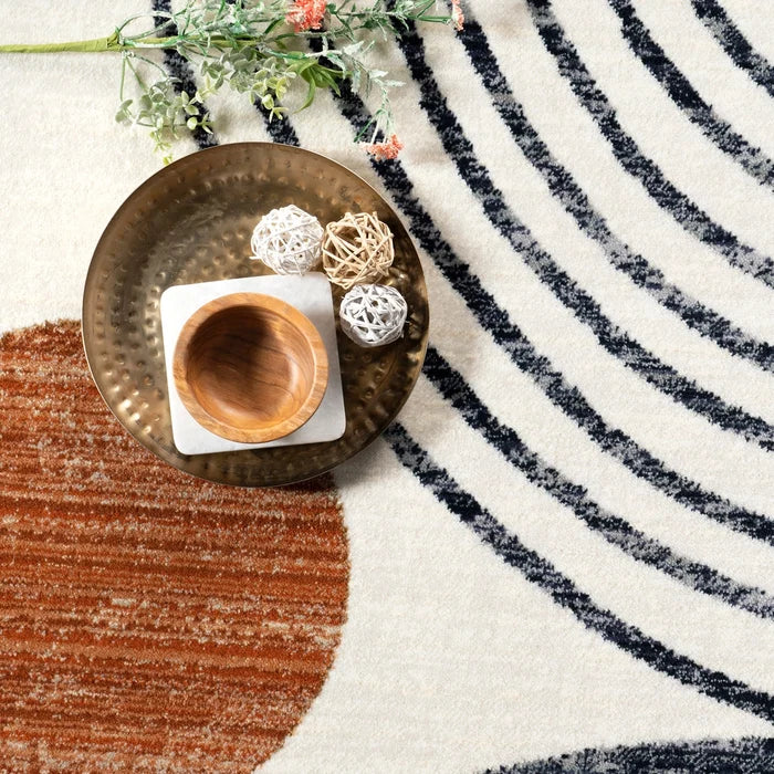 Bevin Abstract Sky Fringe Area Rug-Beige (Various Sizes)