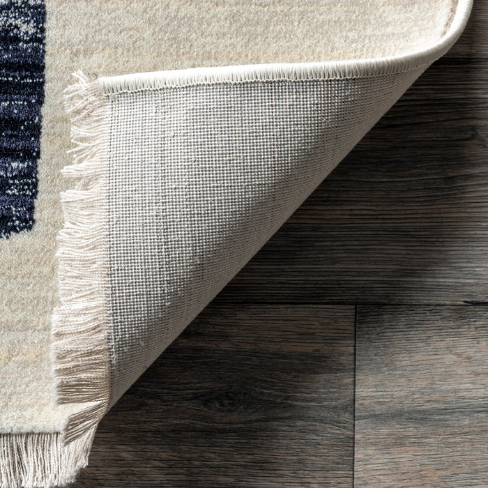 Bevin Abstract Sky Fringe Area Rug-Beige (Various Sizes)