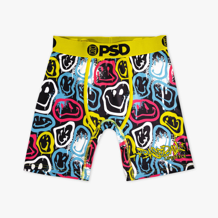 Multi-color Smiley Slugger underwear — front view