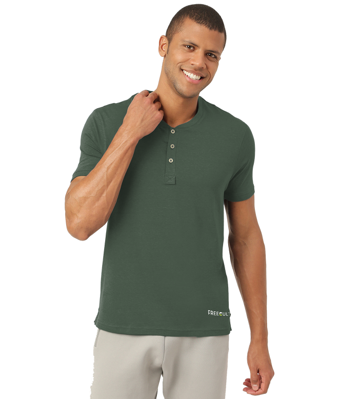 Black Forest Green Henley 2.0 - Half Sleeves (Pack Of 1)