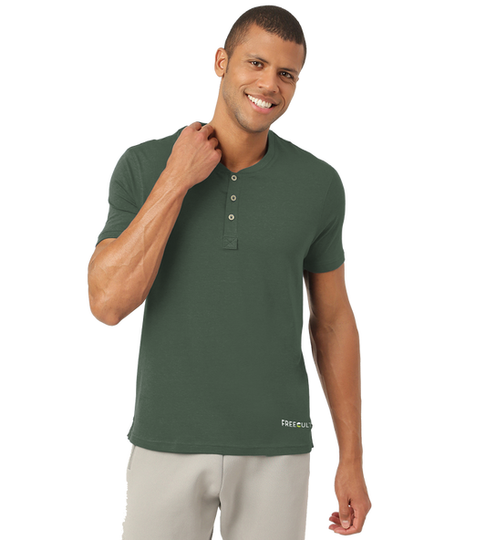 Black Forest Green Henley 2.0 - Half Sleeves (Pack Of 1)