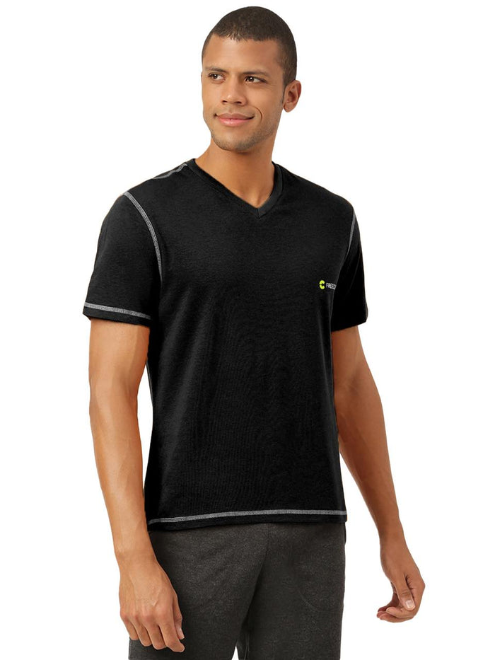 Black Men's Organic Bamboo Casual Tees - V Neck (Pack Of 1)