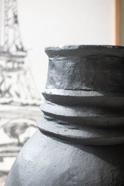 Black Paper Mache Urns (2 sizes)