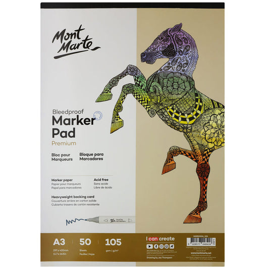 Bleedproof Marker Pad Premium 105gsm A3 (11.7 x 16.5in) 50 Sheets