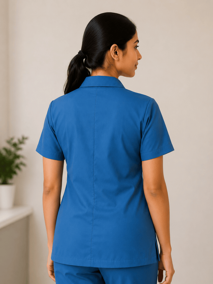 BLUE HALF SLEEVE LAB COAT FOR WOMEN