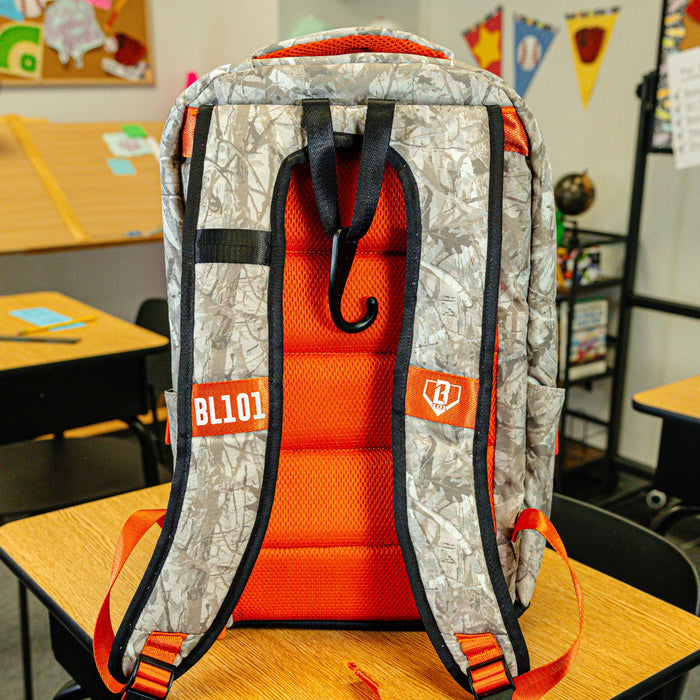 Multi-Color backpack with "Born To Fly SZN 2" design — back view