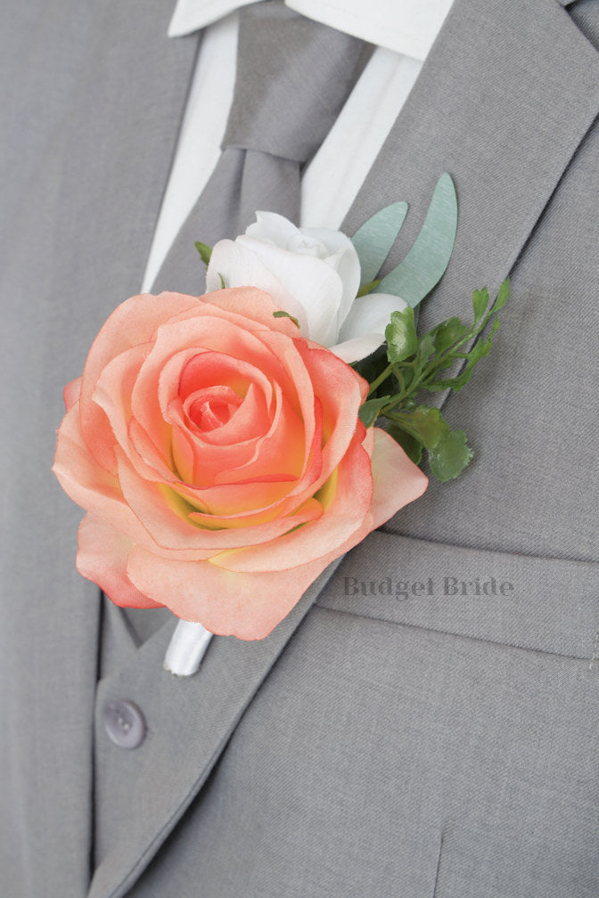 Bridal Wedding Bouquet in Coral and Peach - $39.50 | Vesper Collection