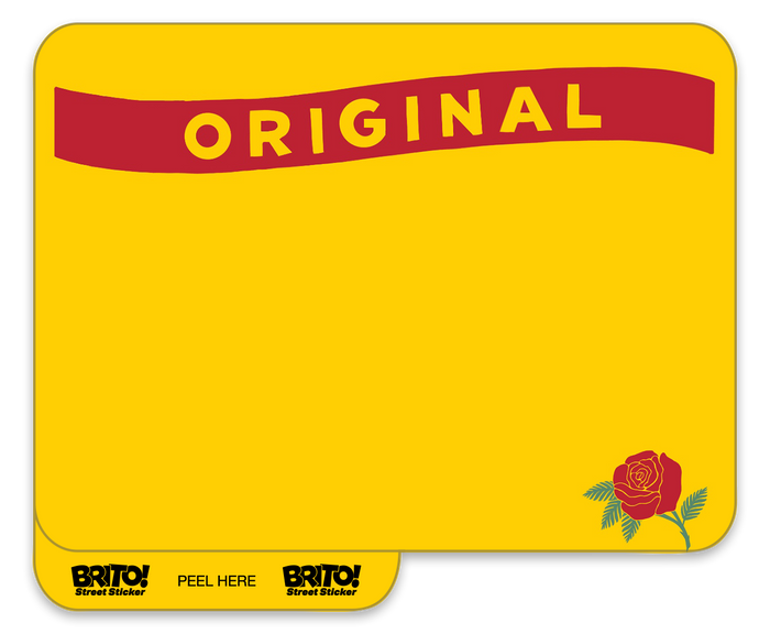 custom golden yellow brito eggshell sticker influenced by the mexican mazapan candy logo.