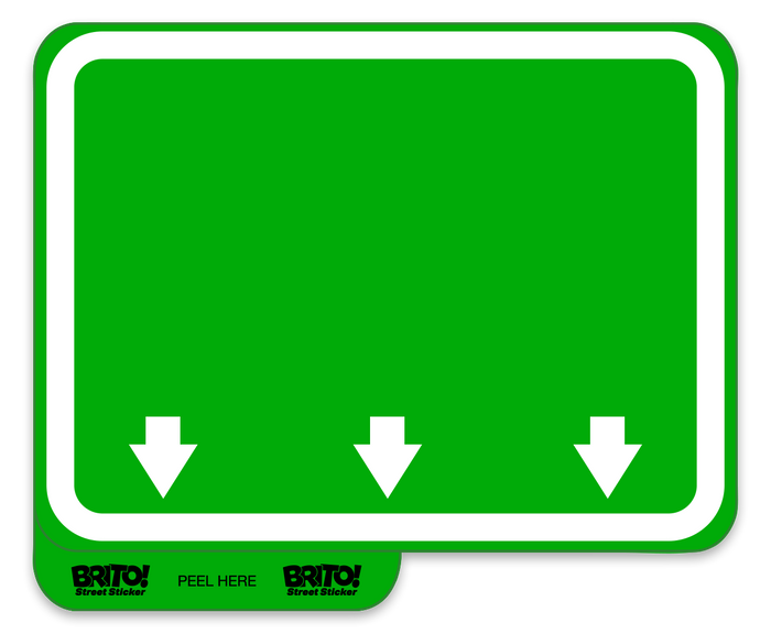 this brito sticker displays a green freeway design .