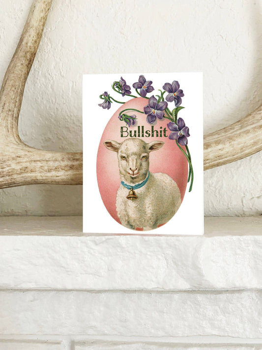 Funny greeting card featuring a humorous message about a lamb, from The Coin Laundry's collection of novelty cards.