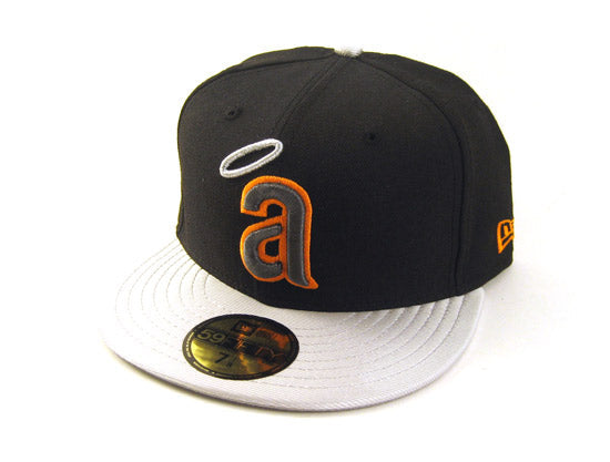 CALIFORNIA ANGELS 5950 NEW ERA FITTED HATS (BLACK METALLIC SILVER ORANGE)