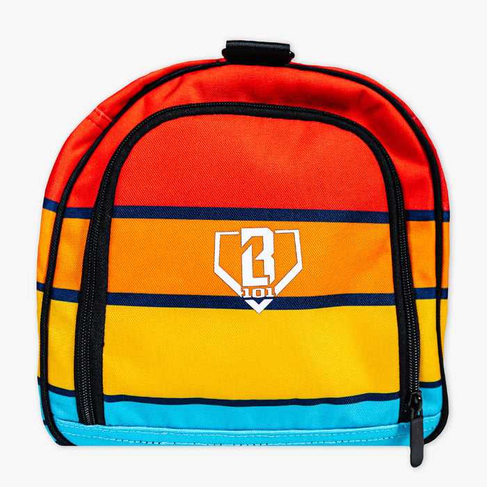 Camp Duffel Bag Baseball Lifestyle 101 logo side view red orange gold teal zipper detail