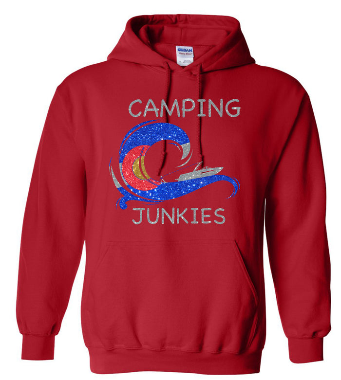 Camping Junkies Basic Hoodie- Adult and Youth- Matte or Glitter