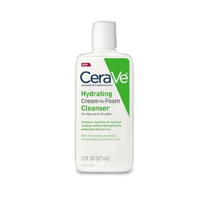 CeraVe Hydrating Cream-to-Foam Cleanser – Gentle Daily Face Wash for Normal to Dry Skin (87ml)