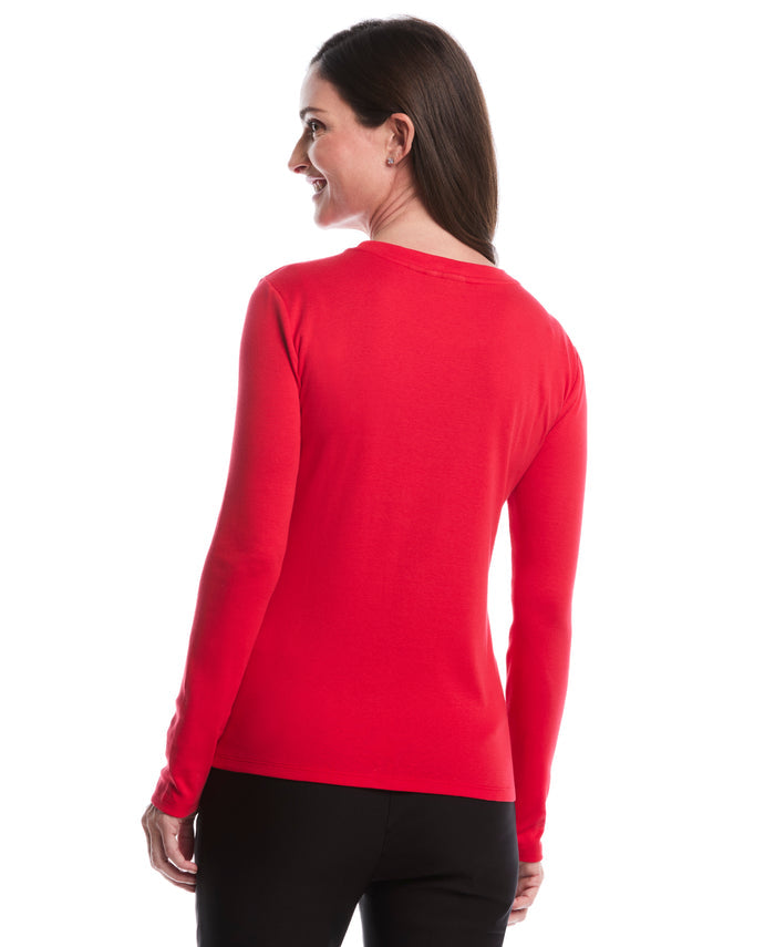 Chain Neck Detail Top (True Red)