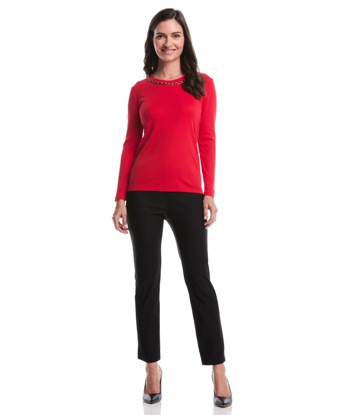Chain Neck Detail Top (True Red)