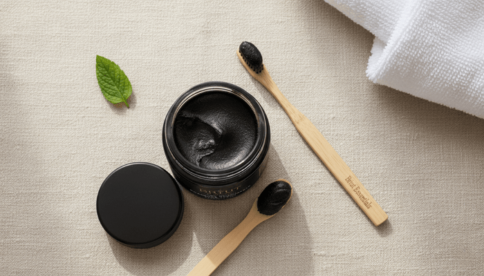 Briut charcoal whitening toothpaste tube ingredients close-up