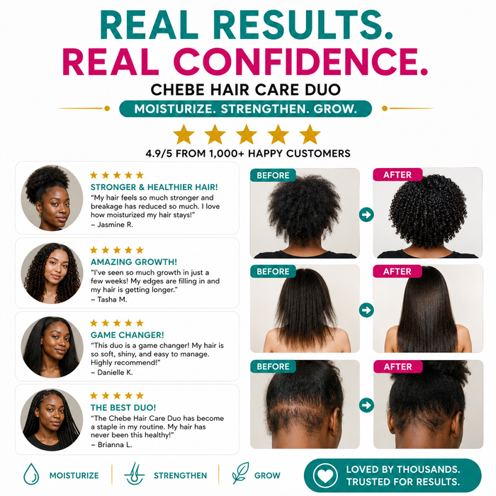 Chebe Hair Care Duo
Moisturize. Strengthen. Grow.
