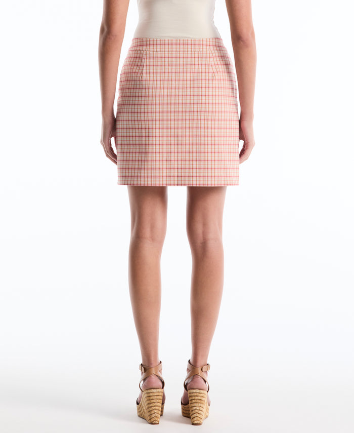 Check Plaid Flap Pocket Skort (Almond Blossom)