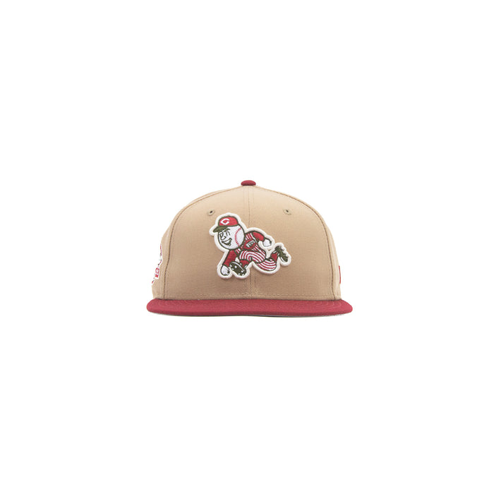 Cincinnati Reds Riverfront Fitted Cap (Camel/Cardinal Red)