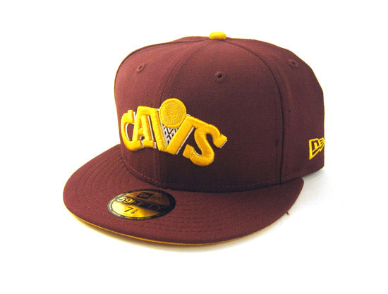 Cleveland Cavaliers New Era 5950 Fitted Hats (Maroon Yellow)