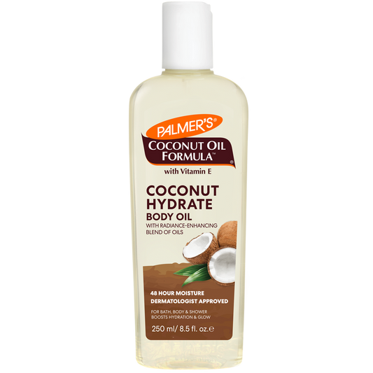 Coconut Hydrate Body Oil bottle with Vitamin E, 250 ml size.