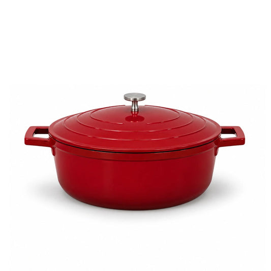 Cocotte Roaster Casserole Dish Oval 32x25 cm Cherry Red with Lid