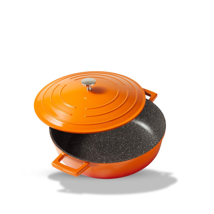 Cocotte Roaster Casserole Dish Round 28cm Orange with Lid