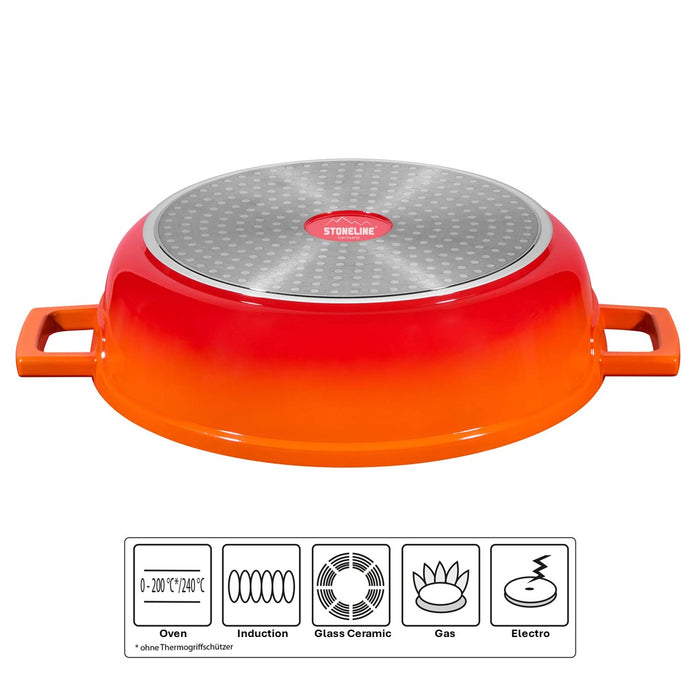 Cocotte Roaster Casserole Dish Round 28cm Orange with Lid