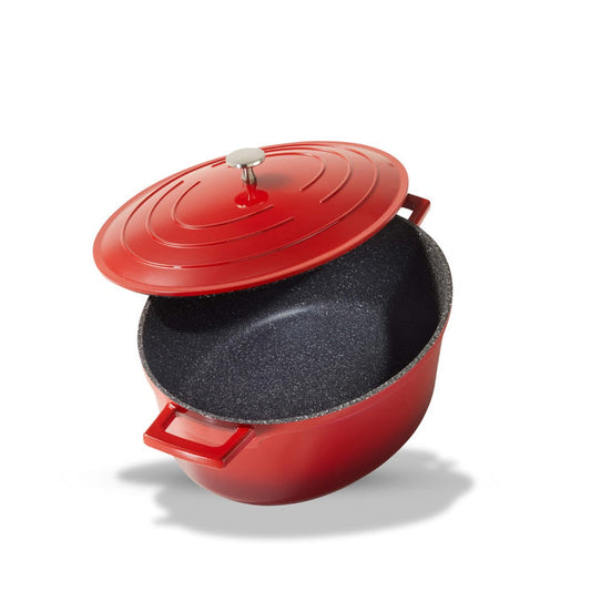 Cocotte Roaster Casserole Dish Round 32 x 25cm Cherry Red with Lid