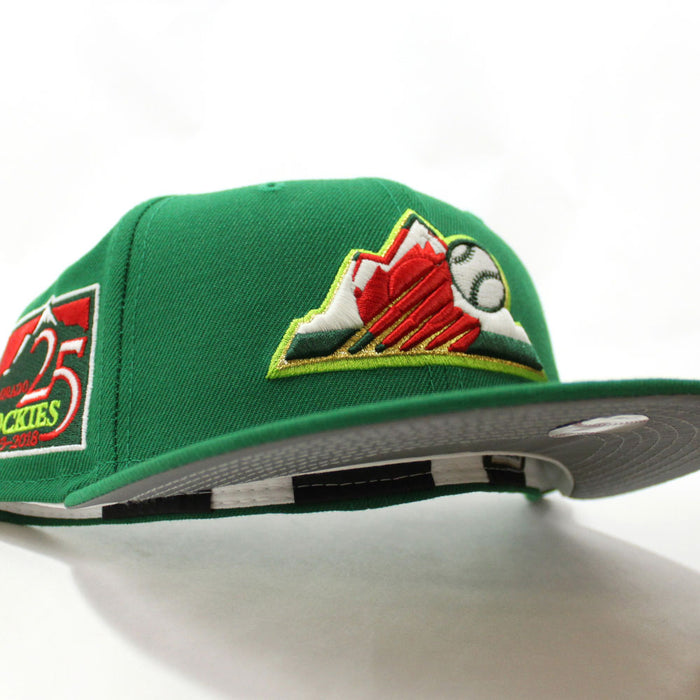 Colorado Rockies 25TH Anniversary New Era 59Fifty Fitted Hat V3 (Glow in the Dark MTN DEW Kelly REFLECTIVE 3M Under Brim)