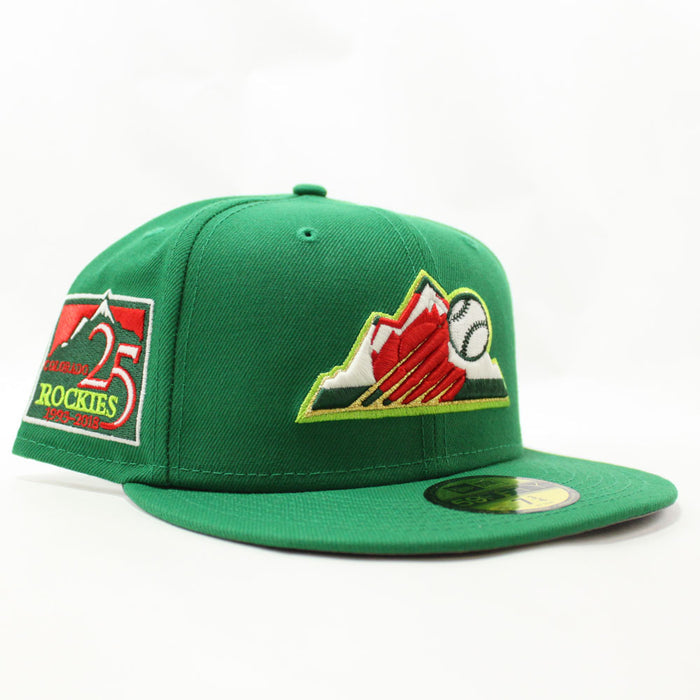 Colorado Rockies 25TH Anniversary New Era 59Fifty Fitted Hat V3 (Glow in the Dark MTN DEW Kelly REFLECTIVE 3M Under Brim)