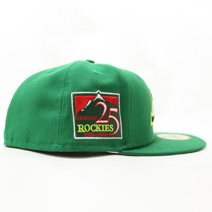 Colorado Rockies 25TH Anniversary New Era 59Fifty Fitted Hat V3 (Glow in the Dark MTN DEW Kelly REFLECTIVE 3M Under Brim)